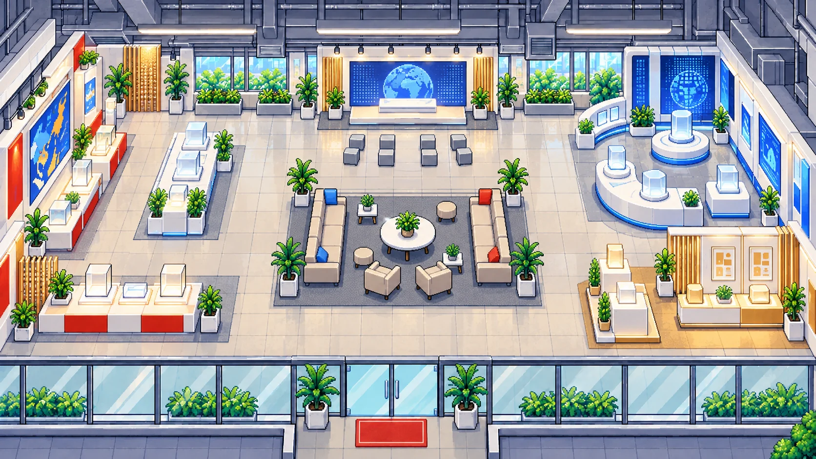 Pixel-art view of the Level 7 China–ASEAN Showcase Area